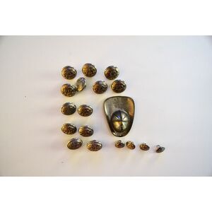 Vintage Fireman's Uniform Buttons Metal Scoville MFG Waterbury Silver Colored